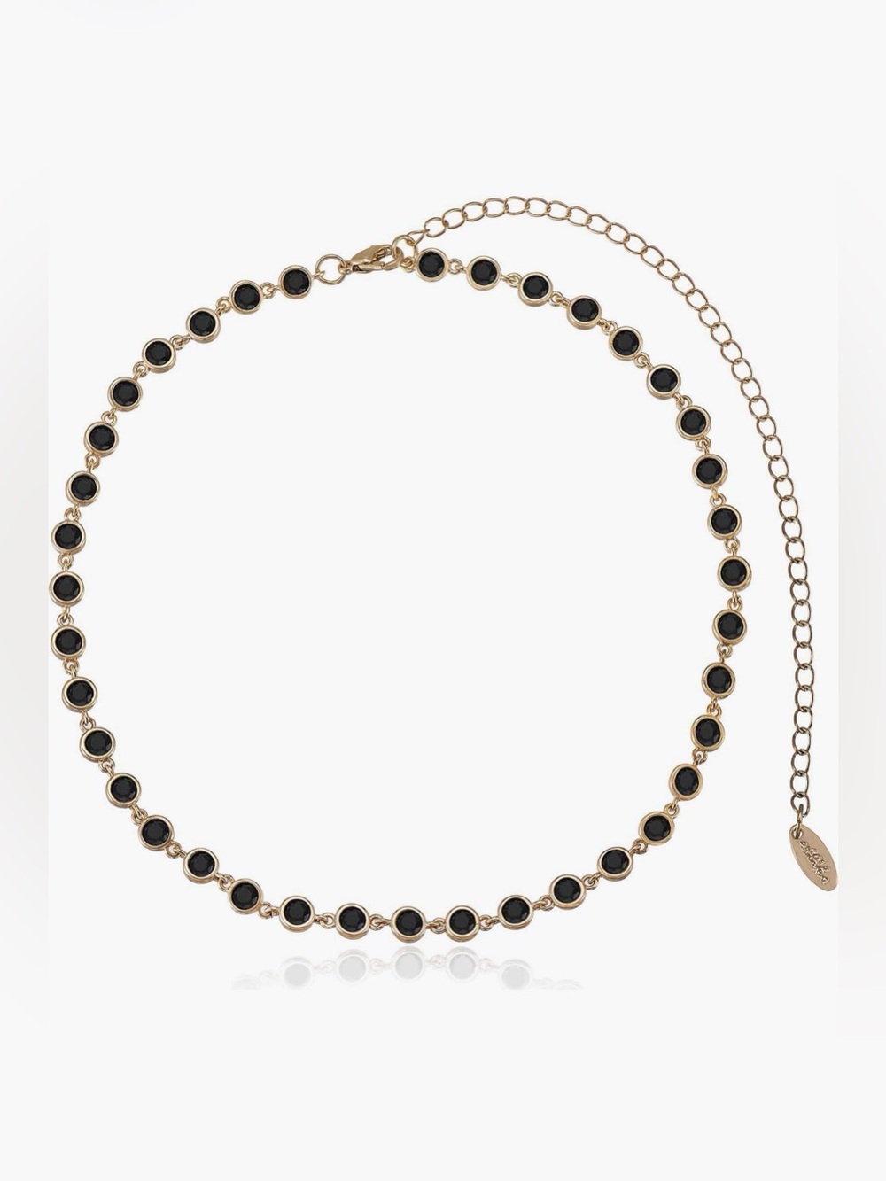 Ettika Bezel Necklace Black Gold